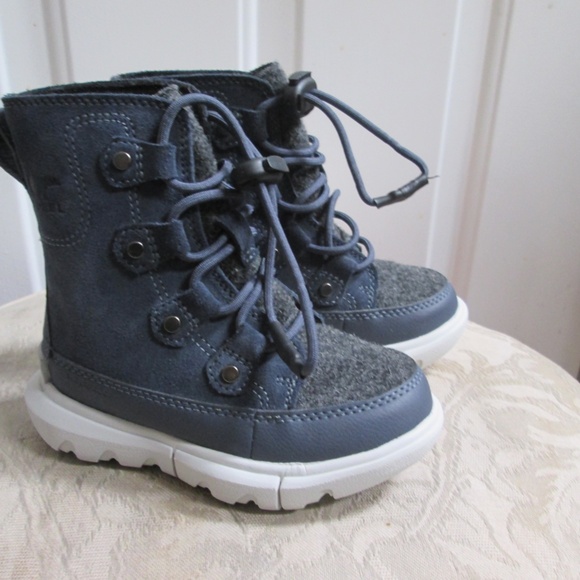 new SOREL EXPLORER girls Navy Blue LACE INDIA winter boots Sz 9
